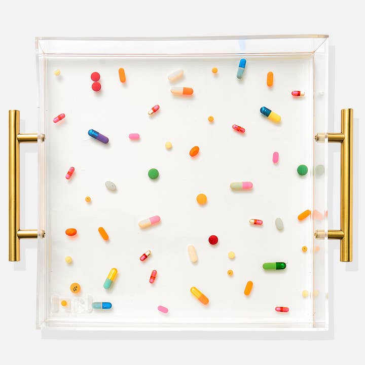 Tart By Taylor - Wholesale Decorative Tray - Classic Pill Acrylic Tray With Gold Handles0