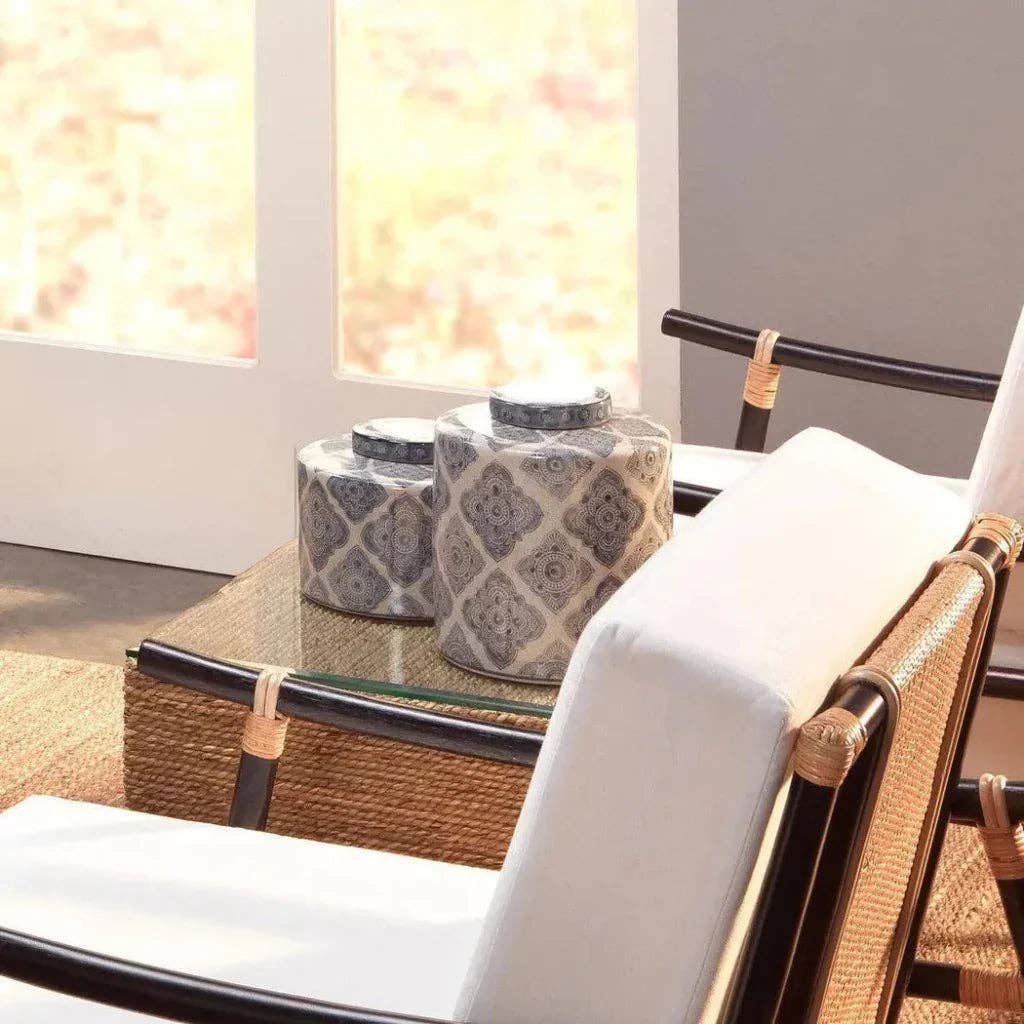 LOOMLAN – wholesale Canister set – Coastal Style Blue Ceramic Oran Canisters 2PC1