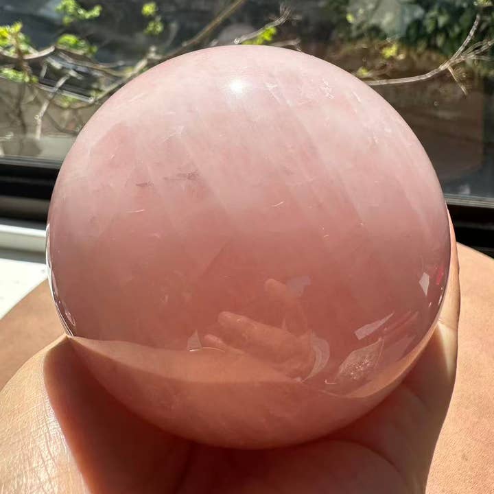 Moon Rituals - Wholesale Spiritual stone/crystal - Rose Quartz Sphere 7–9cm – Natural Healing Crystal Ball of Love, Calm & Christmas Crystal Gift0