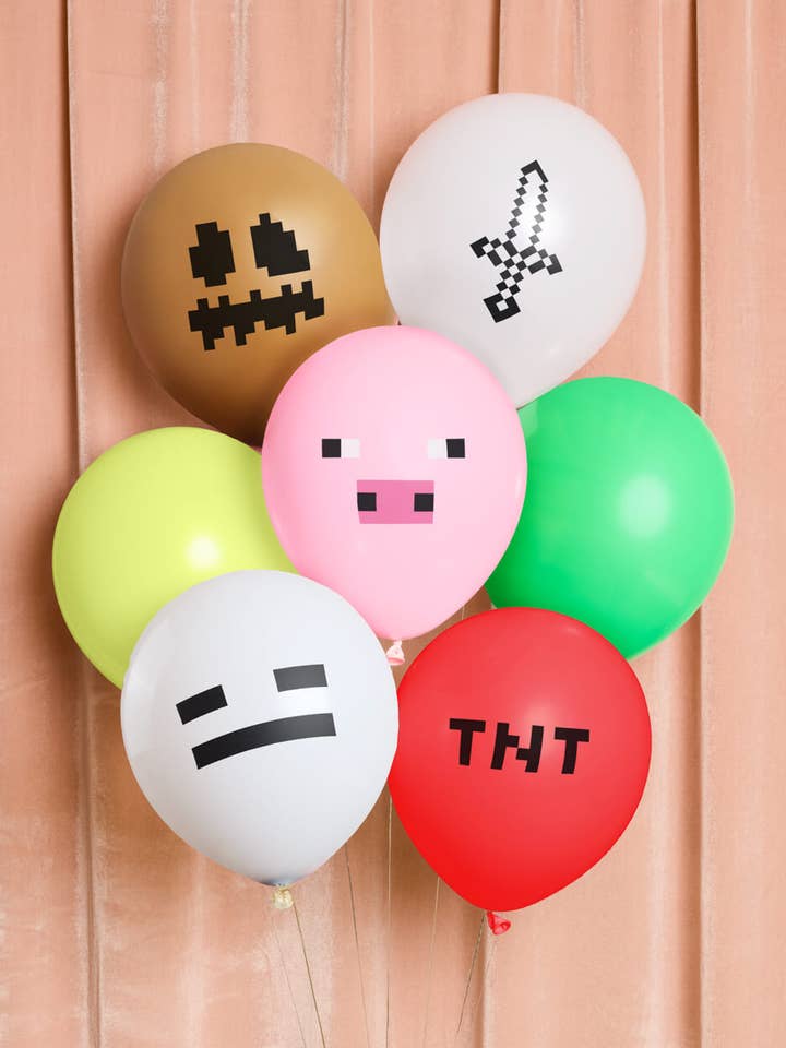 Pixel Mining Game Balloon Pack - 25 latex balloons for wholesale by Petit Fetti