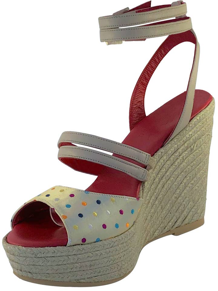 Poseidon Napa Leather Camel Camel Twill Multicolor Lunar Twill Sandal for wholesale on Faire