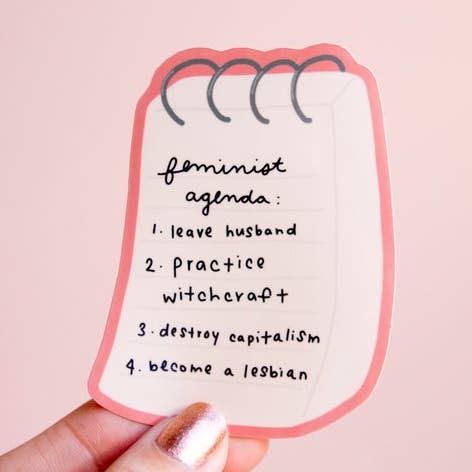 Feminist Agenda Vinyl Sticker for wholesale by Little Woman Goods