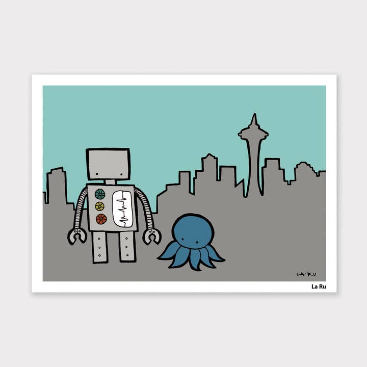 Seattle Robot Print for wholesale by La Ru