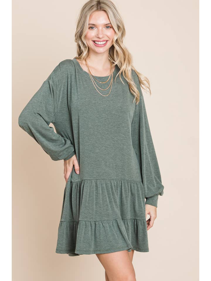 Emerald Collection - Wholesale Dress - Women's - ETK-8652-PL Plus Size Babydoll Tiered Ruffle Dress2