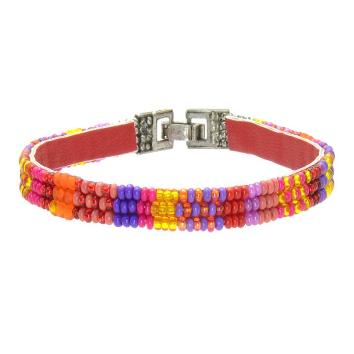 Frø perle 3 linje mønster armbånd varme farver for engroshandel hos Erik & Mike