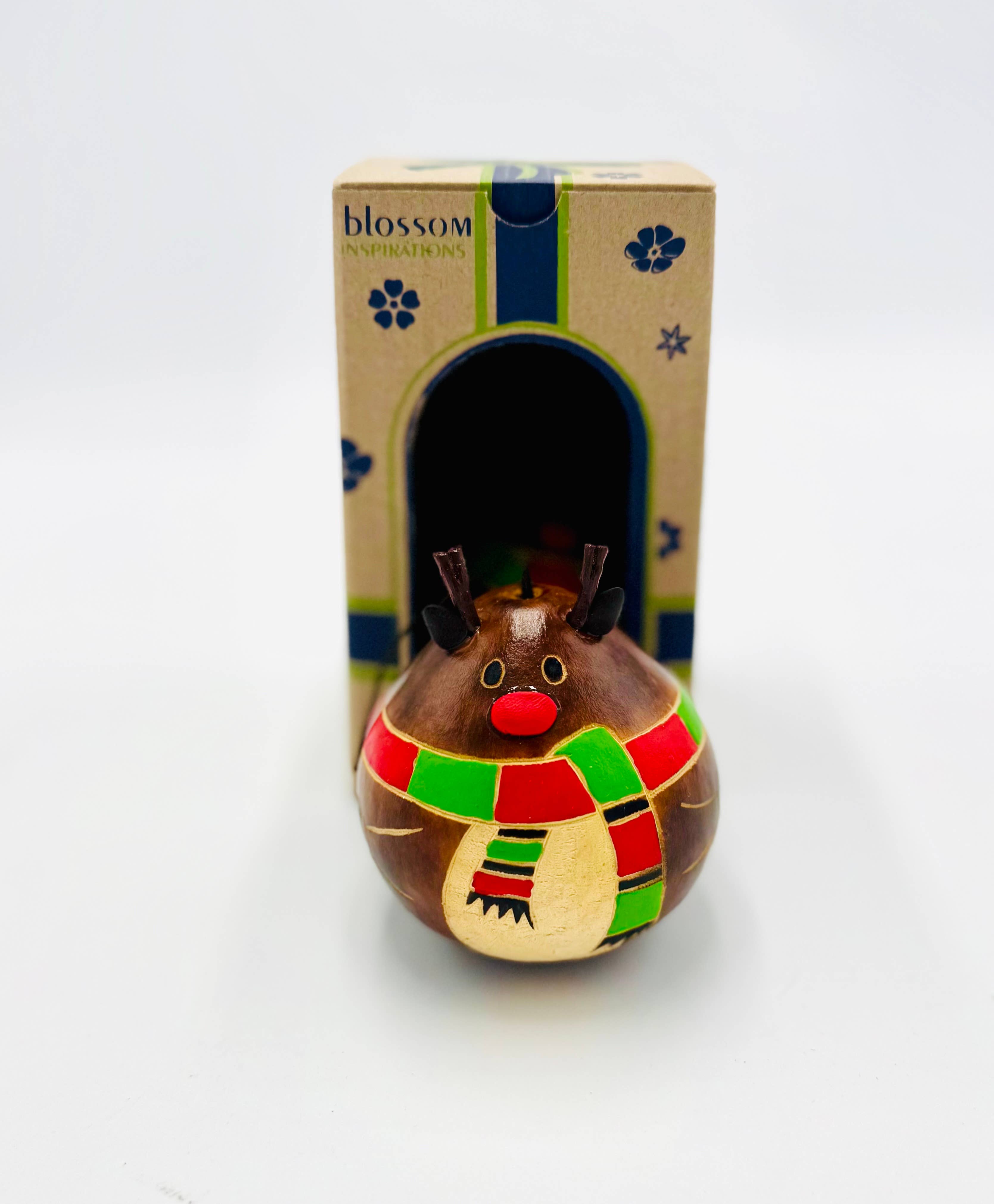 Blossom Inspirations - Wholesale Ornament - Rudolph the red nose reindeer gourd2