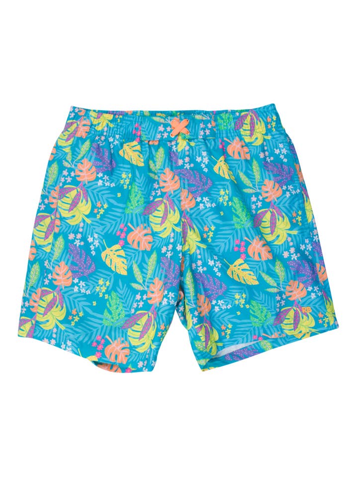 Bañador de hombre con vibraciones tiki neón para venta al por mayor de RuffleButts + RuggedButts