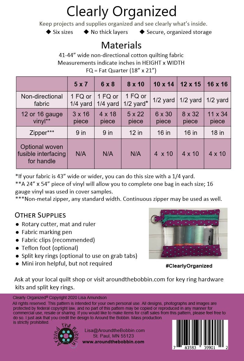 Around the Bobbin - Wholesale Craft Supplies - Clearly Organized | Sewing Pattern2