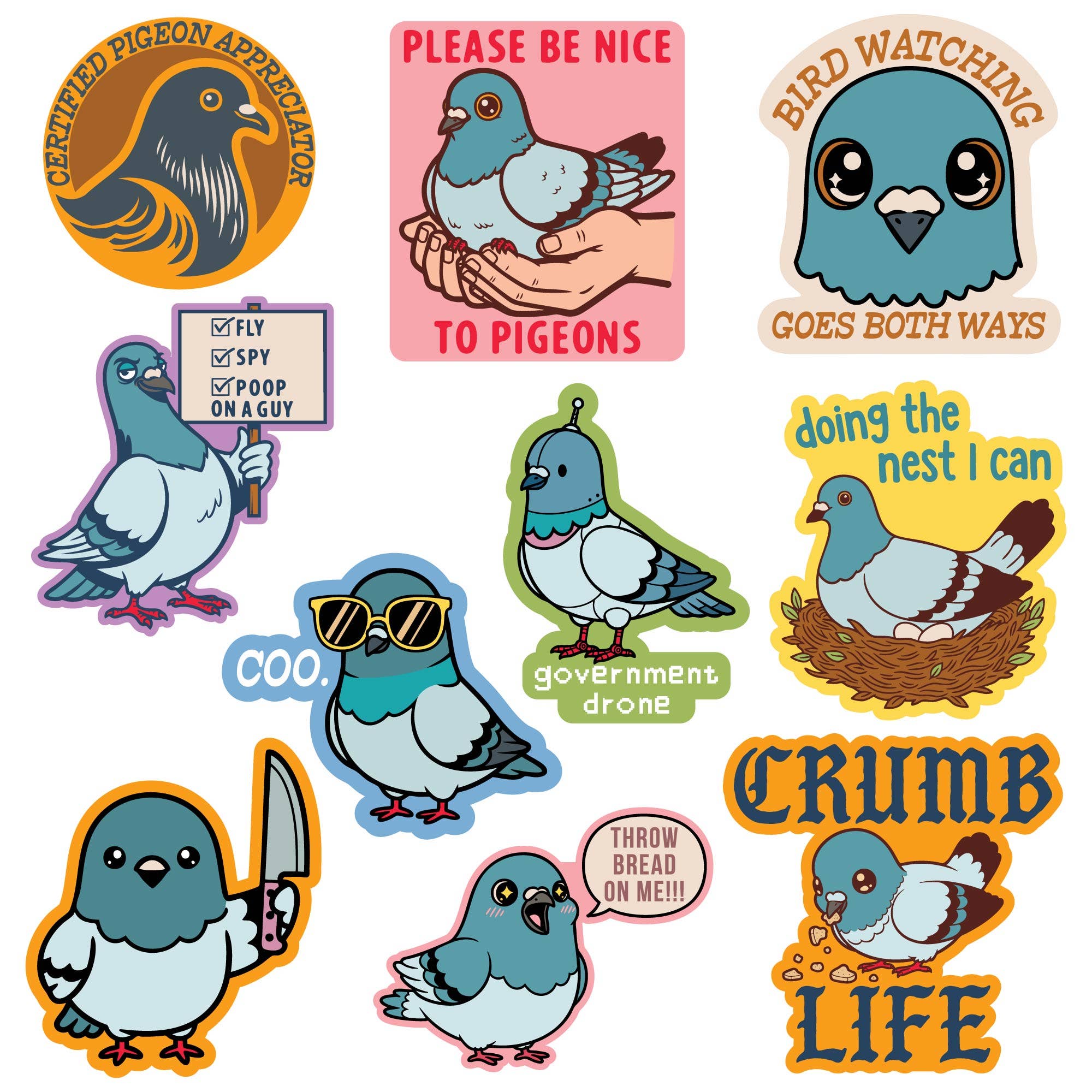 Multi Pigeon Stickers for wholesale on Faire0