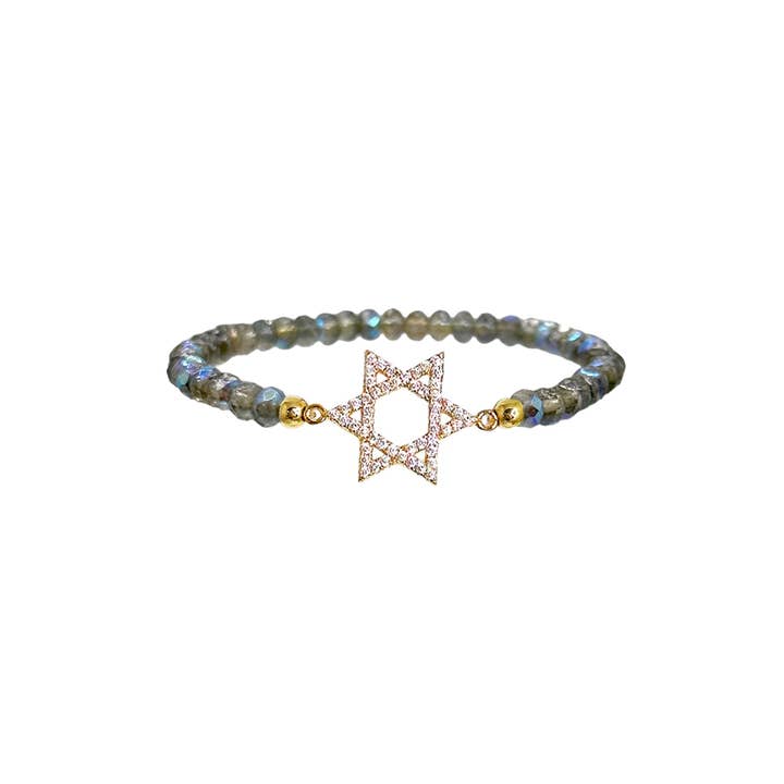 Love, Lisa - Wholesale Charm/Dangle Bracelet - Harper Crystal CZ Star of David Stretch Bracelet Colorful