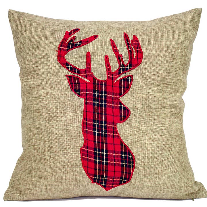 Fennco Styles - Wholesale Throw/Decorative Pillow - Plaid Reindeer 17" Decorative Throw Pillow