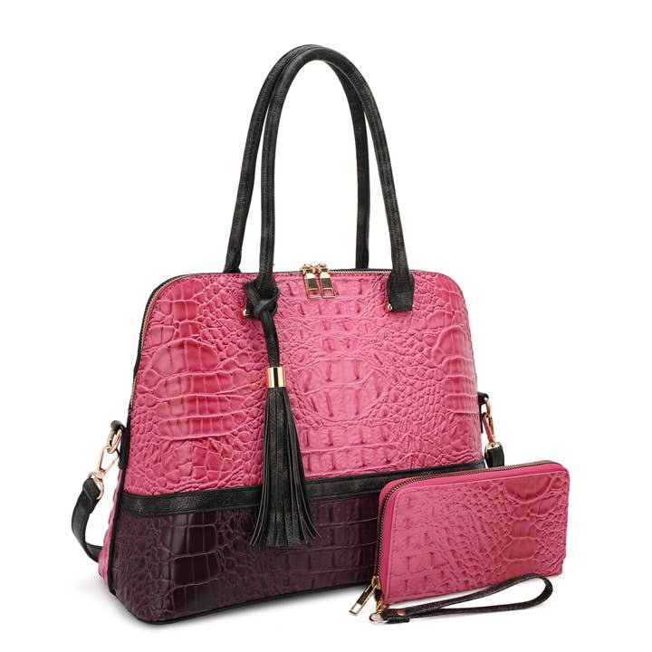 KAYLA+AVA - Wholesale Satchel - Women's - BETTY CROC SATCHEL TWO TONE  WITH WALLET3