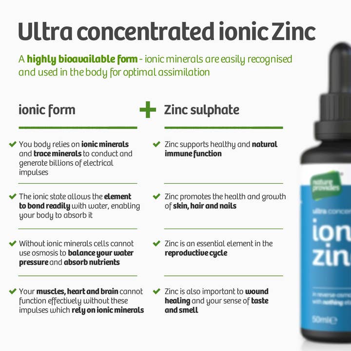 Nature Provides – wholesale Oral supplement/vitamin – Ultra Concentrated liquid ionic Zinc sulphate (15mg) - 50ml