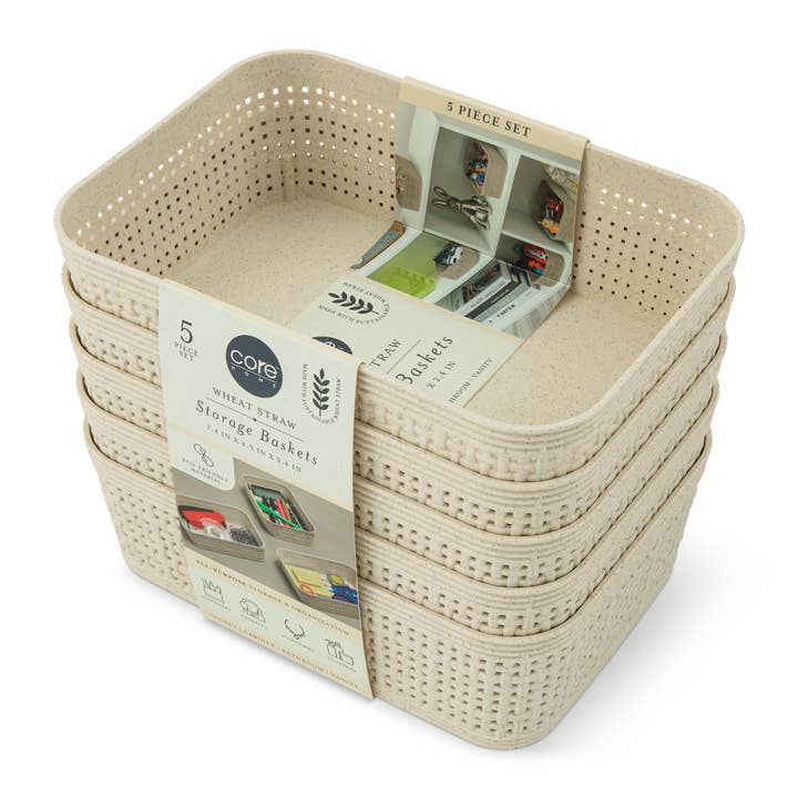 Core Home - Wholesale Basket - 5pk XS Wheat Straw Baskets - Vanilla1