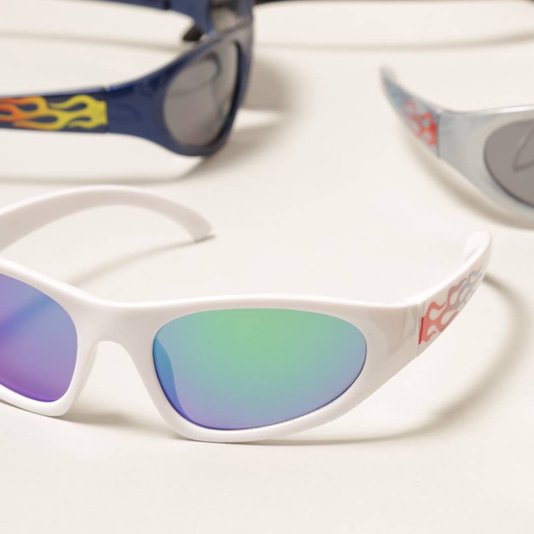  ASSORTED COLOR Kids Trendy Flame Pattern Sunglasses for wholesale on Faire3