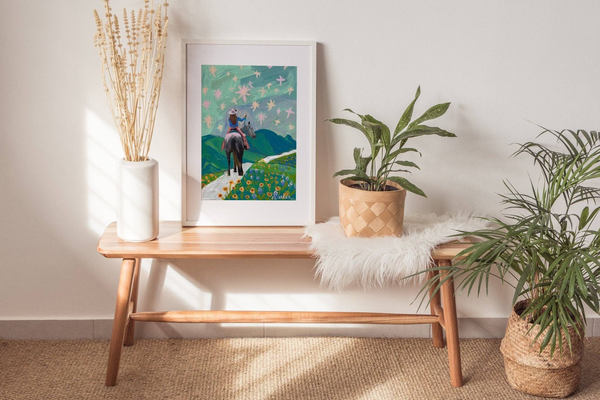 El Baker Art - Wholesale Art Print - Texas Wildflowers Cowgirl Art Print5