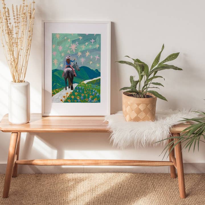 El Baker Art - Wholesale Art Print - Texas Wildflowers Cowgirl Art Print5