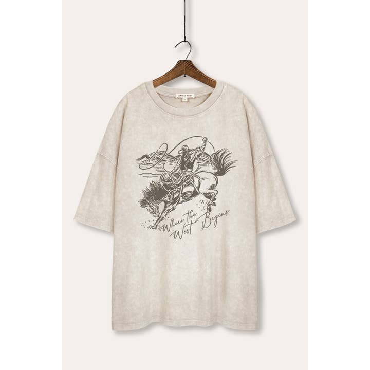 STARCHIS - Wholesale T-shirt (graphic) – women's - WESTERN COWBOY WILD RIDE MINERAL OVERSIZE T-SHIRT2