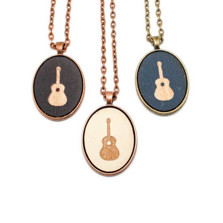 Small Cameo Pendant - Acoustic Guitar for wholesale by Once Again Sam