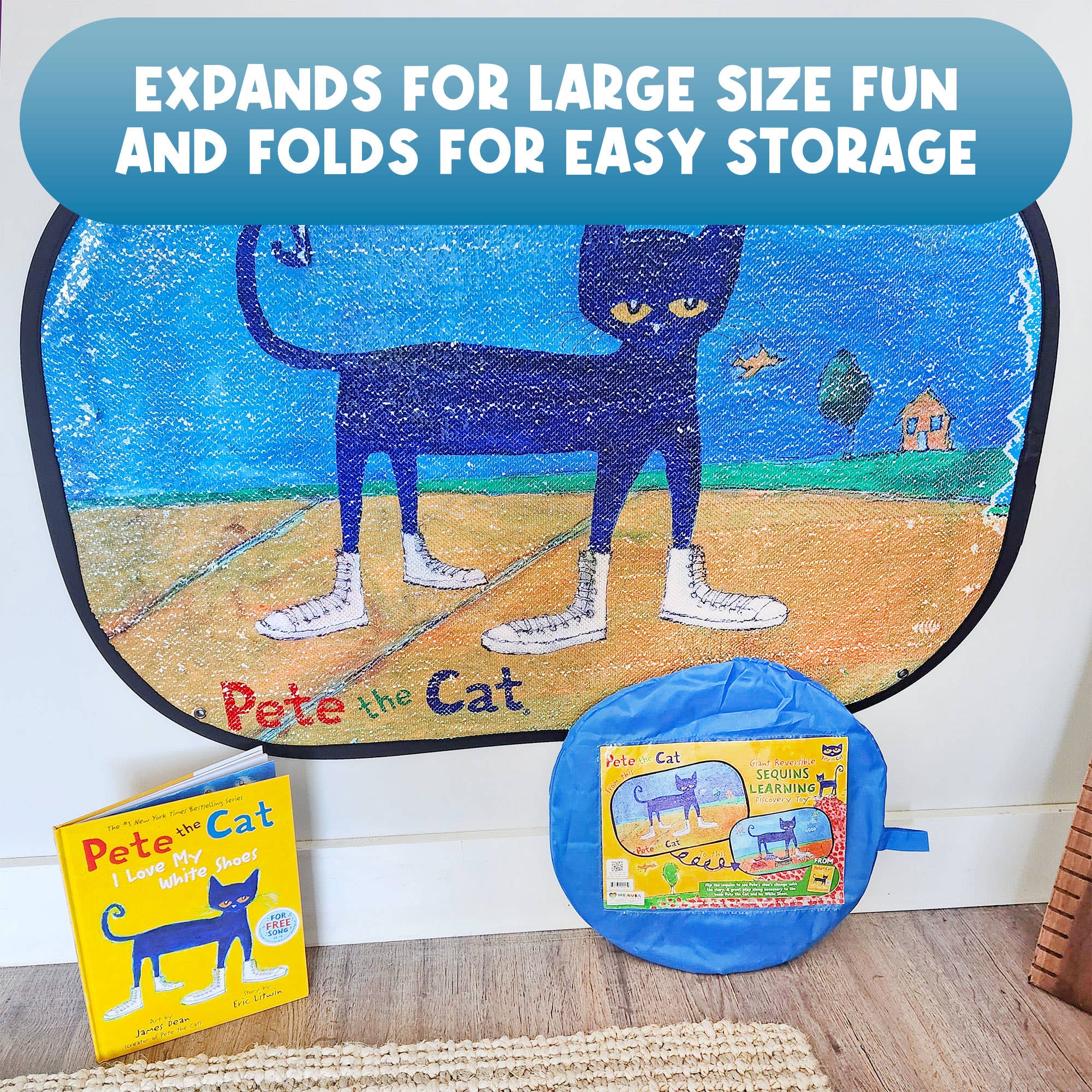 MEAVIA Toys - Wholesale Toy Set - Kids - Pete the Cat: I Love My White Shoes Reversible Sequins 2