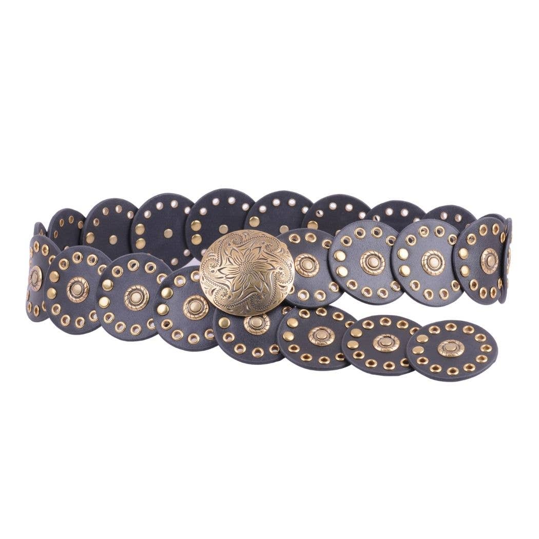 Most Wanted USA - Wholesale Belt - Women's - Leather Circle Caterpillar Disc Belt0