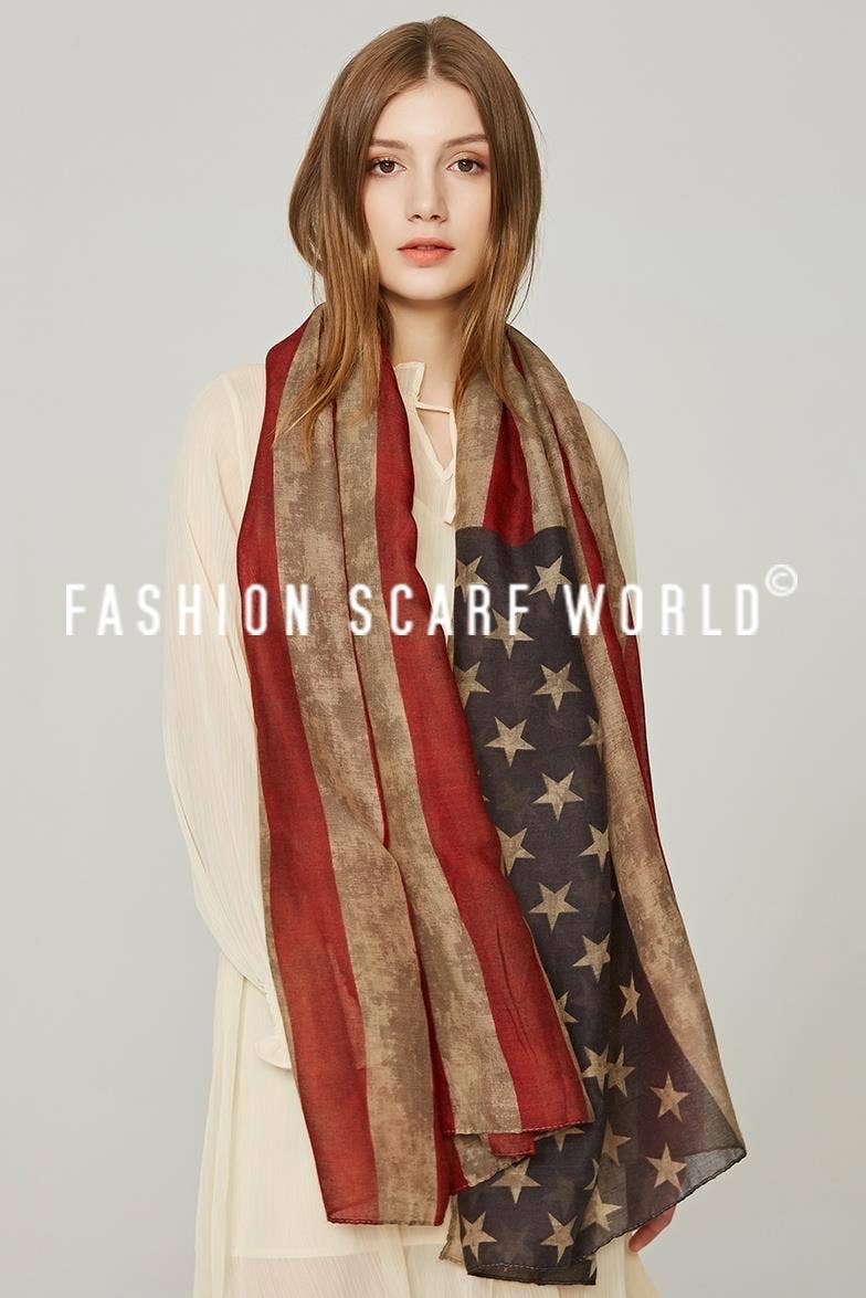 Castanho 4 de Julho American Flag Print Scarf para venda a revendedores na Faire