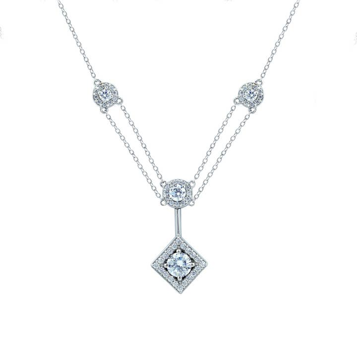 Pave Square Y Drop Necklace for wholesale by Diamonbliss