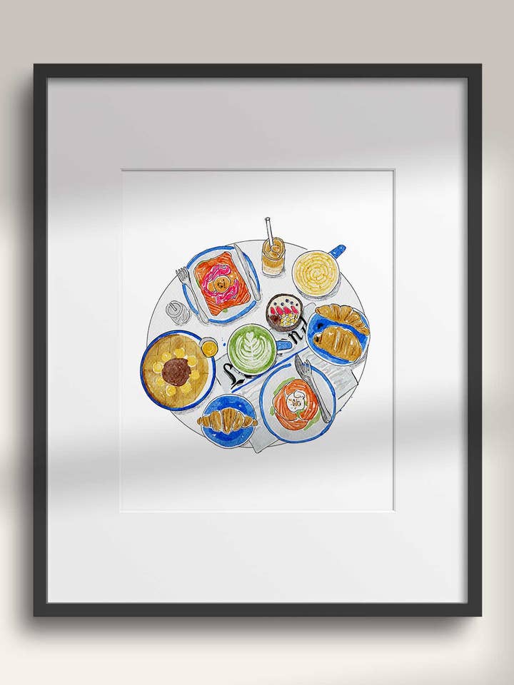 Salmon Brunch Art Print for wholesale by My Ohh My Studio