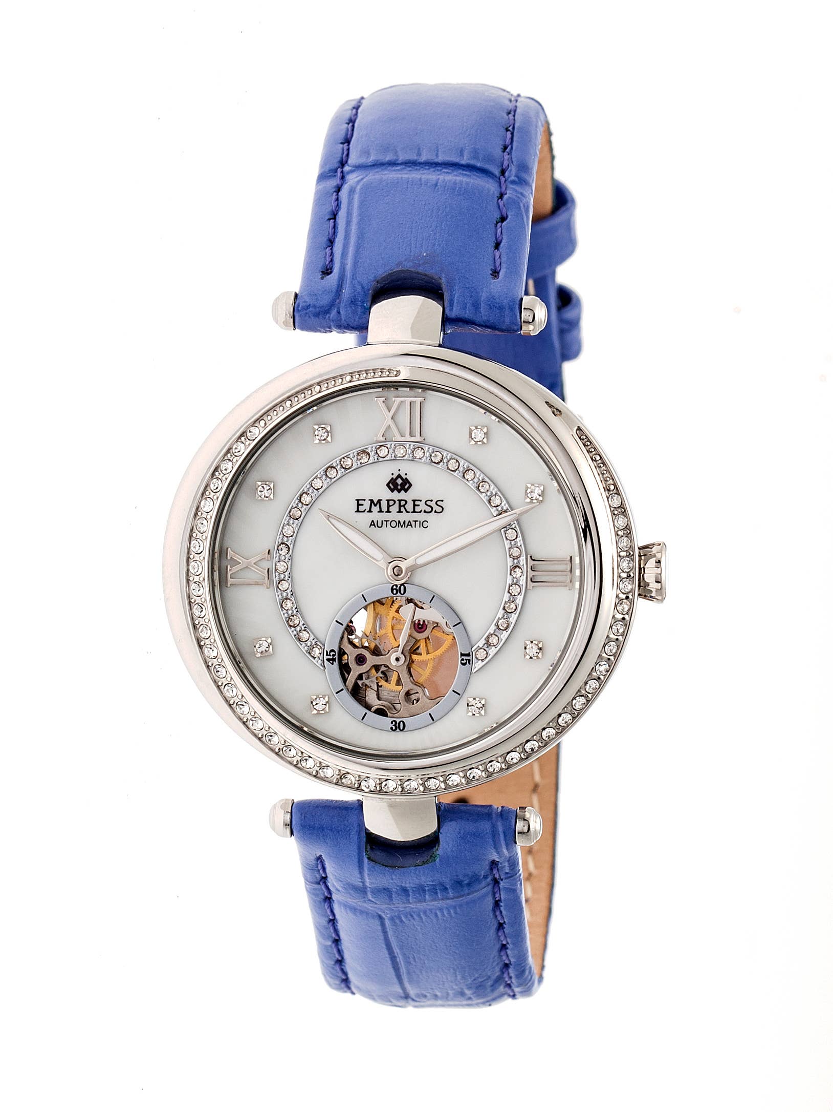 Empress – wholesale Armbandsur - Dam – Empress Stella automatisk klocka med pärlemortavla och läderband4