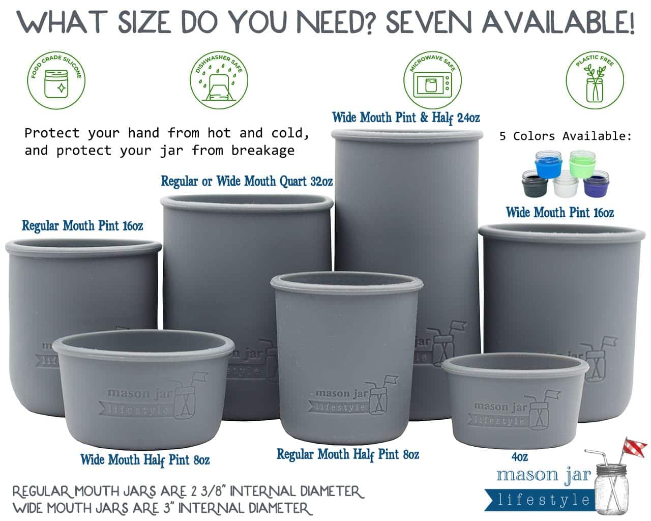 Mason Jar Lifestyle - Vente Housses de boisson - Manchon en silicone pour bocaux Mason à large ouverture de 16 oz13