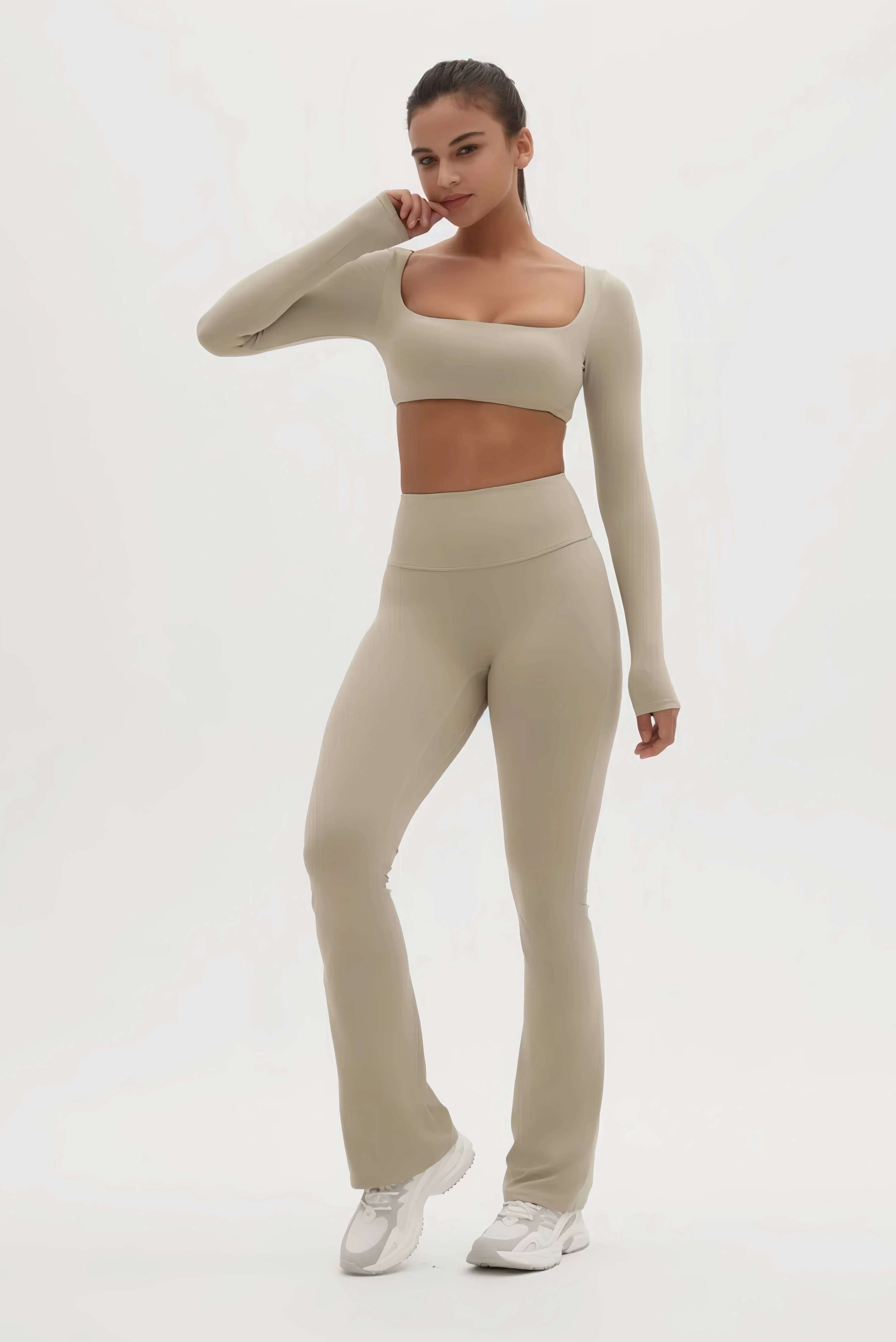 Mantra Active - Wholesale Activewear Set - Women's - Zoey Super Crop Top and Flare Yoga Pant Activewear Set 2