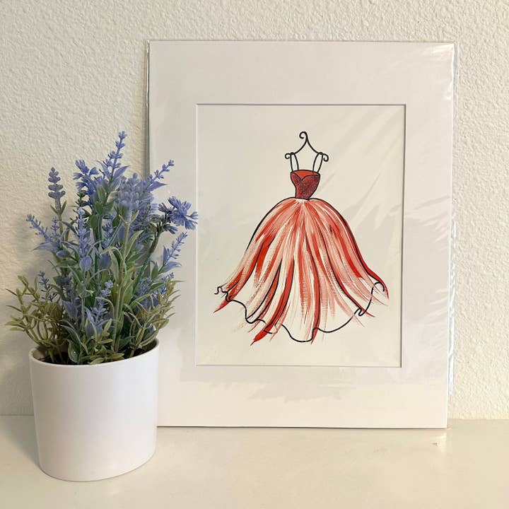 Impressão de vestido vermelho | Impressões artísticas de parede por atacado de Courtney Leanne