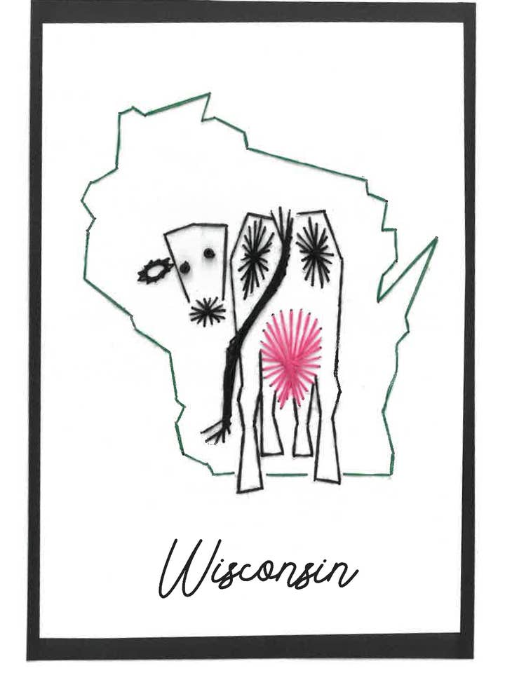 Wisconsin- Hand Stitched Greeting Card for wholesale by Woven Dignity