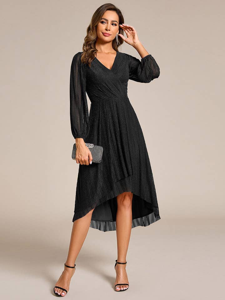 Black Elegant Young Fashion Shimmer Fabric Wedding Guest Dresses for wholesale on Faire