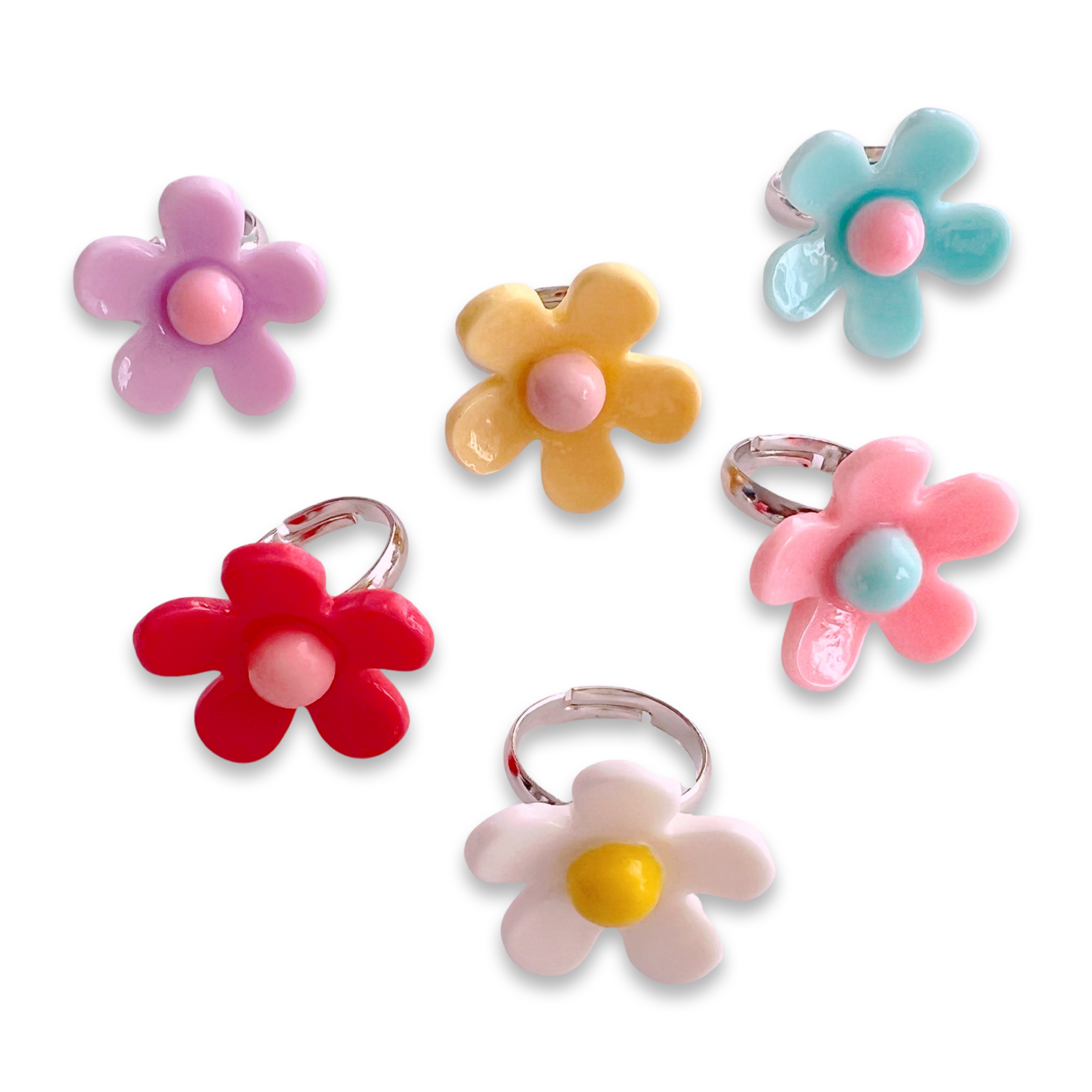 Pop Cutie Accessories & Gifts - Europe - Wholesale Kids Necklace - Kids - Pop Cutie Daisy Flower Adjustable Kids Rings - Jewelry1