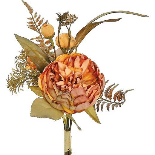 Select Artificials, Inc. - Wholesale Artificial Flowers - Harvest Peony & Foliage Bundle, 12", Rust0