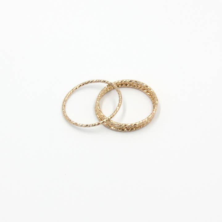 Pure Indigo Design - Wholesale Band/Stacked Ring - Thin Gold Sparkle Stack Ring, 14k Gold Filled