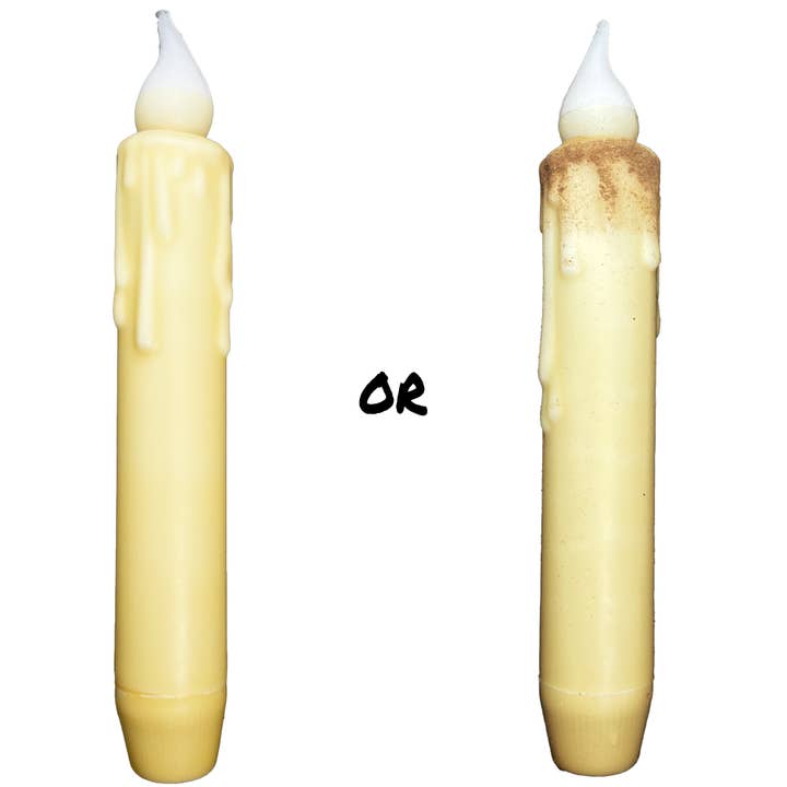 Small Town Dusk - Wholesale Flameless Candle - 7" Solid Cream LED Battery Operated Timer Taper Candles