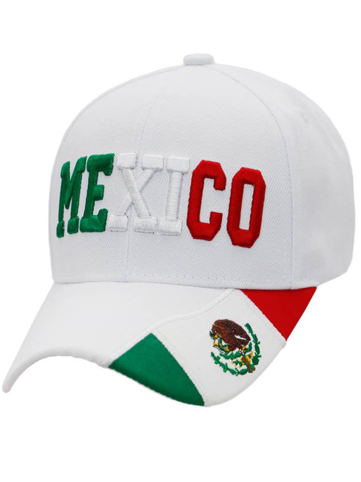 Mexico Logo Flag Embroidered Acrylic Baseball Cap for wholesale by Cap Zone
