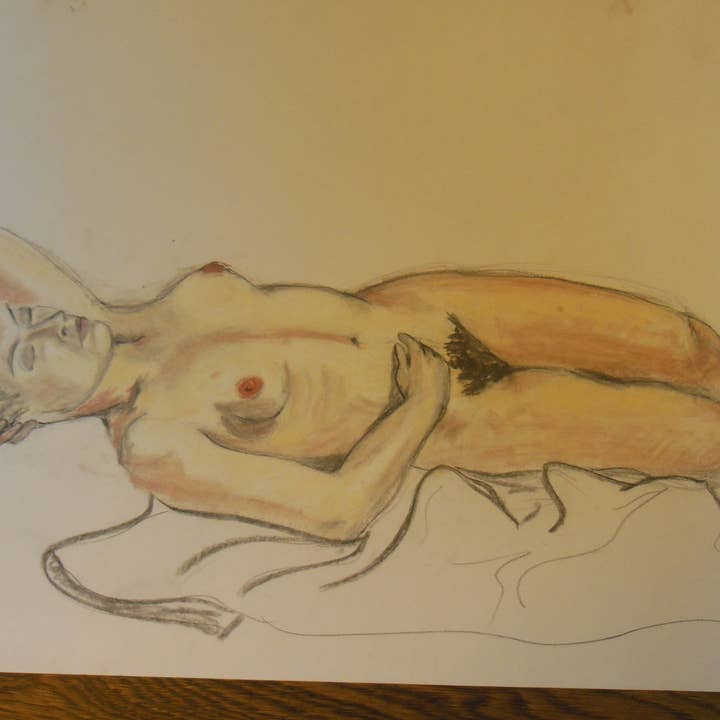 Dessin de nu : fusain et pastel sur papier gris. 23 pour la vente par Jane A Gordon: Jewelry Art Gifts Inspiration