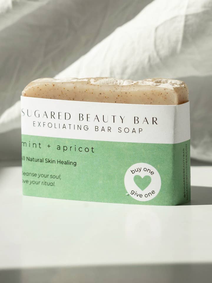 Mint + Apricot Exfoliating Bar Soap for wholesale by Sugared Beauty Bar