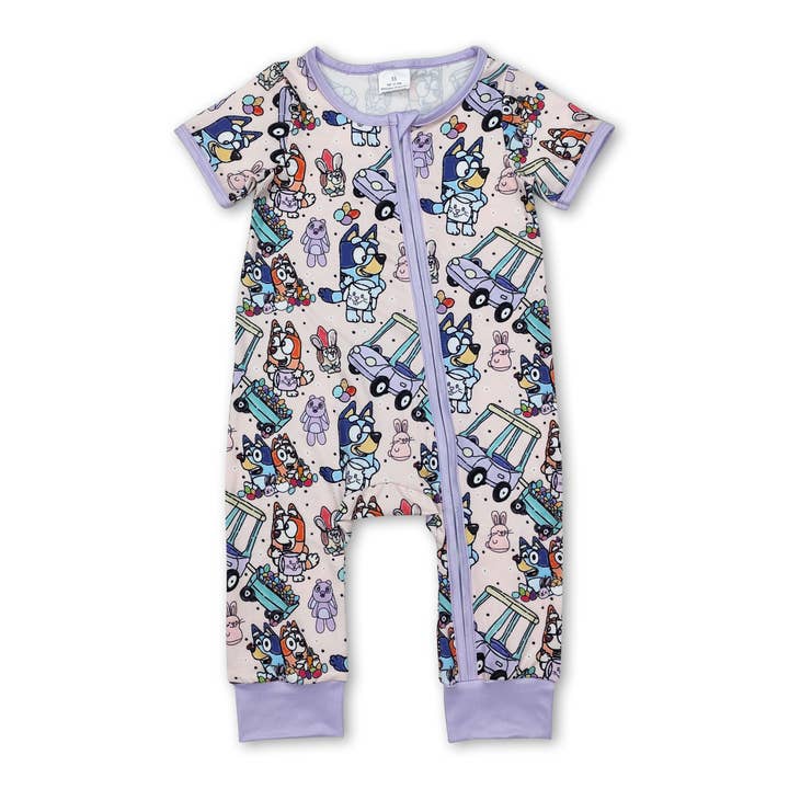 Yawoo Garments - Wholesale Dress - Kids - Lavender ruffle dog bunny eggs girls Easter dresses