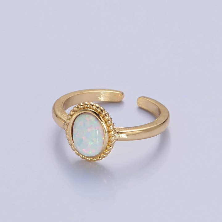 Aim Eternal - Wholesale Single Stone/Solitaire Ring - Ocean Blue Opal Gold Vintage Style Ring V-462 V-463