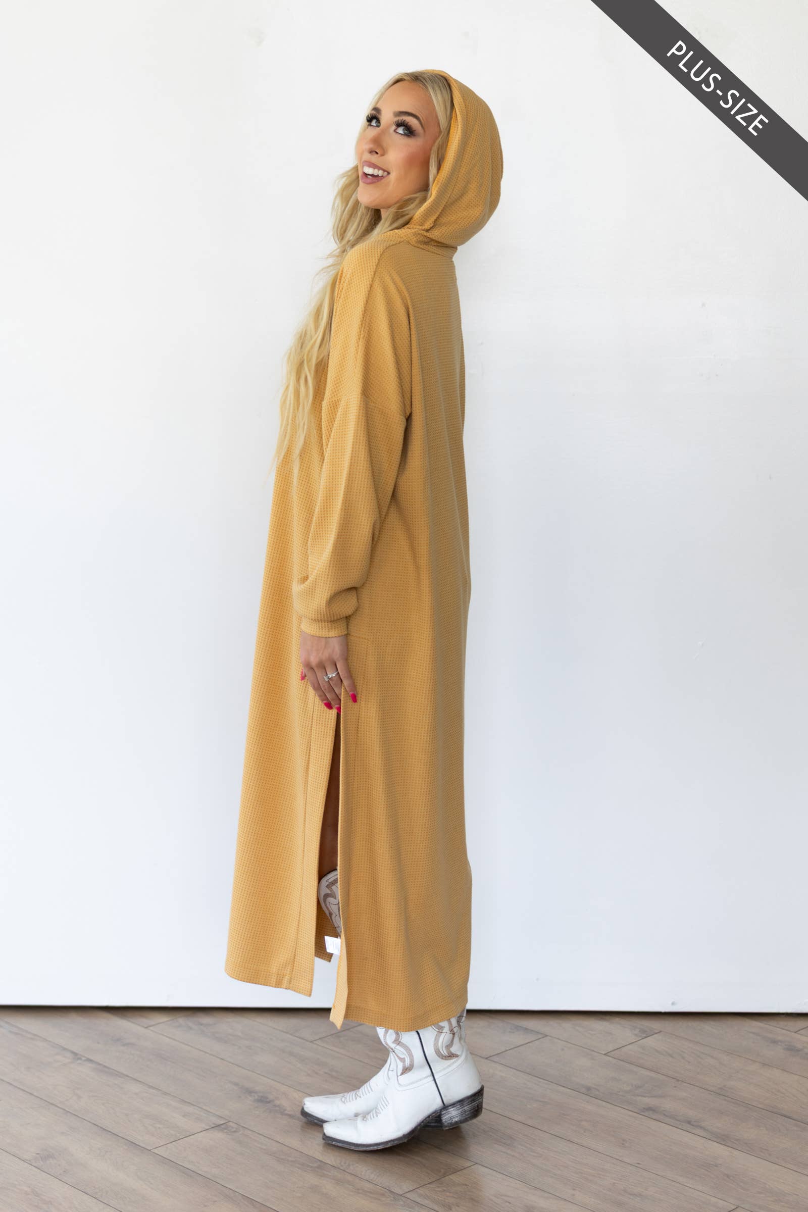 Dear Scarlett - Wholesale Dress - Women's - PLUS SIZE Waffle Knit Thermal Duster14