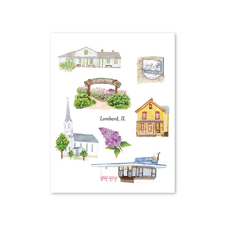 Kathryn Voss Design - Wholesale Art Print - Lombard Historic Landmarks Art Print1