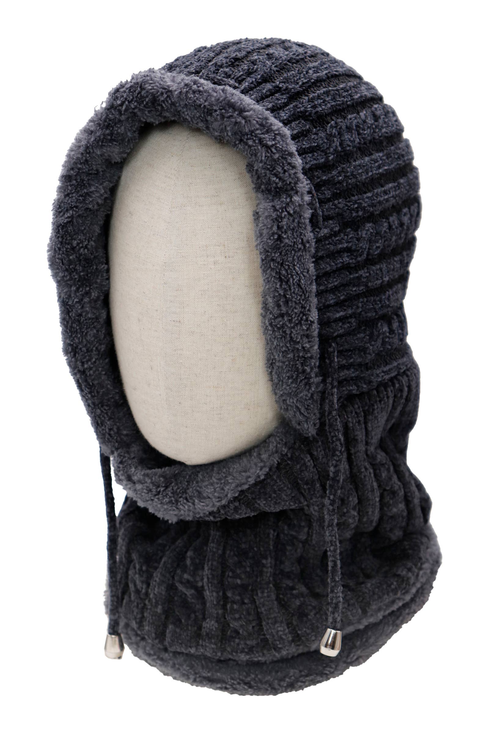 Cap Zone - Wholesale Balaclava - Women's - Velvety Chenille Knitted Sherpa Fleece Balaclava8