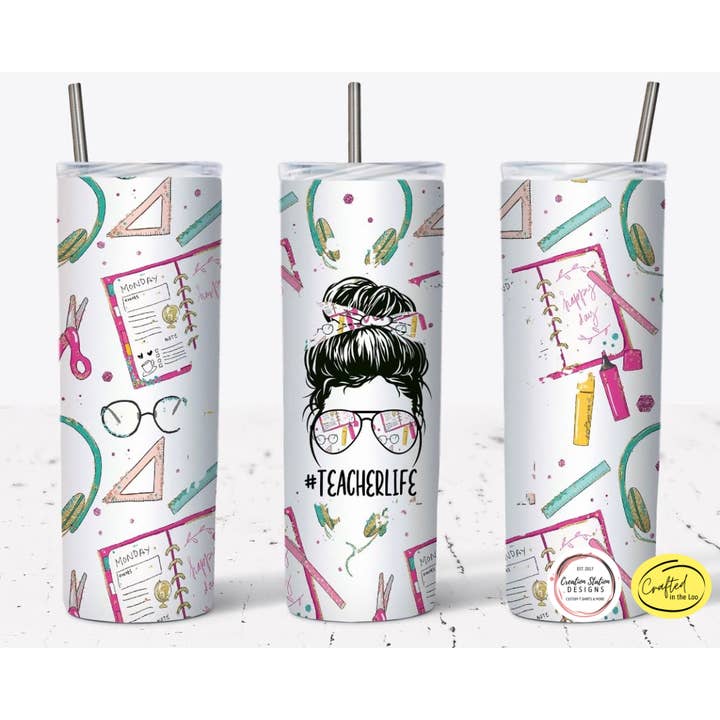 Fournitures pour brioches Teacher Life en désordre — Gobelet de 20 oz pour la vente par Crafted in the Loo, LLC