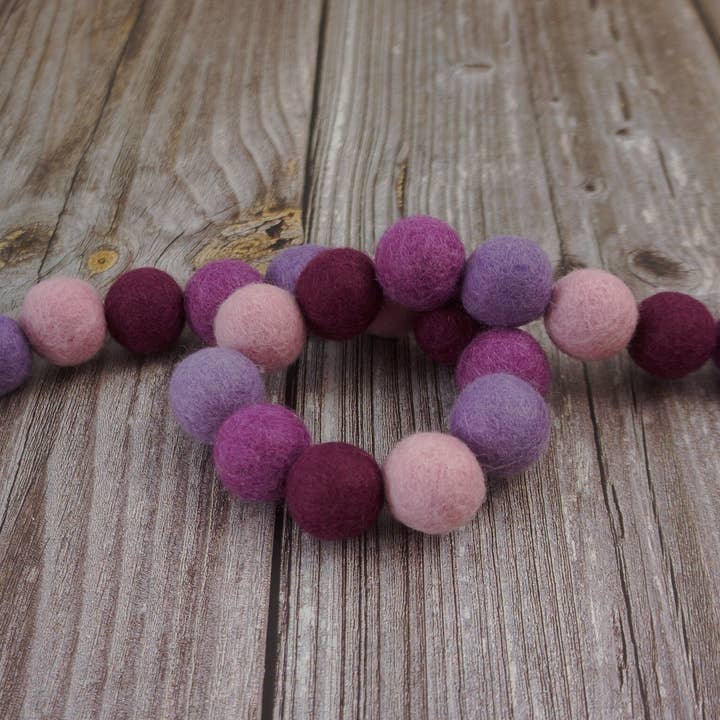 Pom Pom Garland. Purple Garland. Mermaid Garland. Felt Pom Poms Garland.Felt Balls Garland. Felt Pompom Garland for wholesale by AKUKU