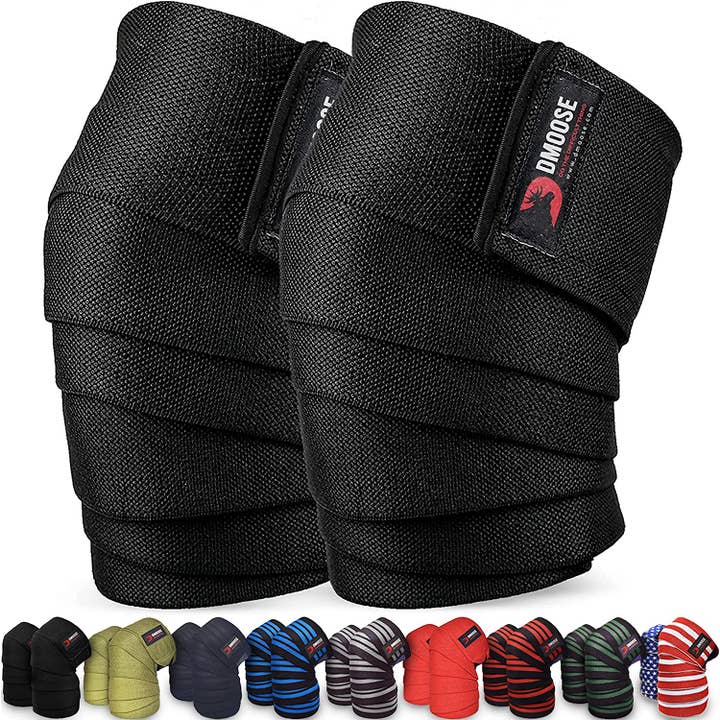 DMOOSE - Wholesale Fitness Equipment - DMoose Knee Wraps for Weightlifting - 78" Length Heavy Duty.