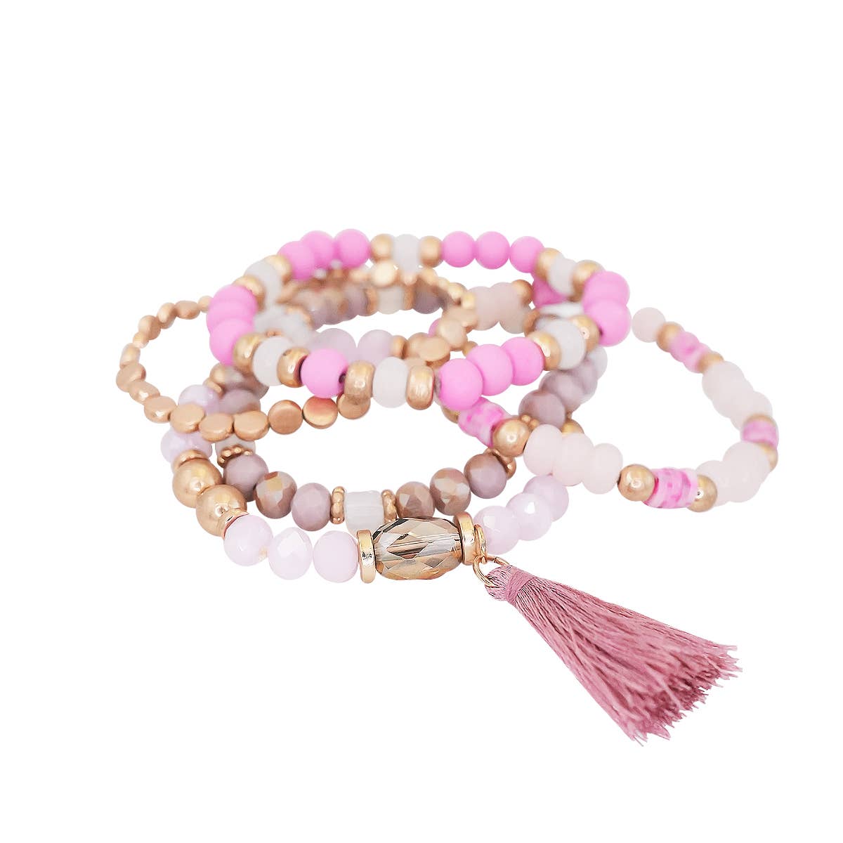 Loven x Mini Momo - Venta al por mayor Juegos de joyas - Set de pulseras elásticas apilables con cuentas y dijes de letras4